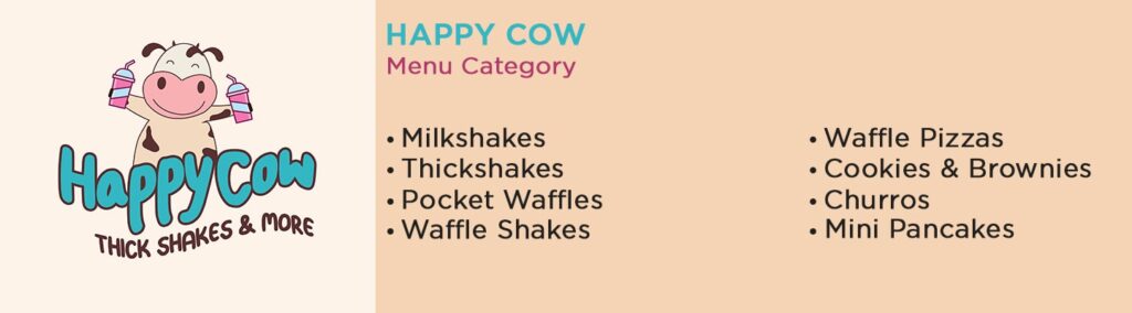 Milkshake Brands - Happy Cow Menu