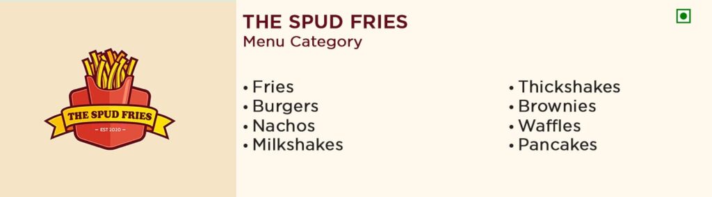 Burger & Fries Brands -The Spud Fries Menu